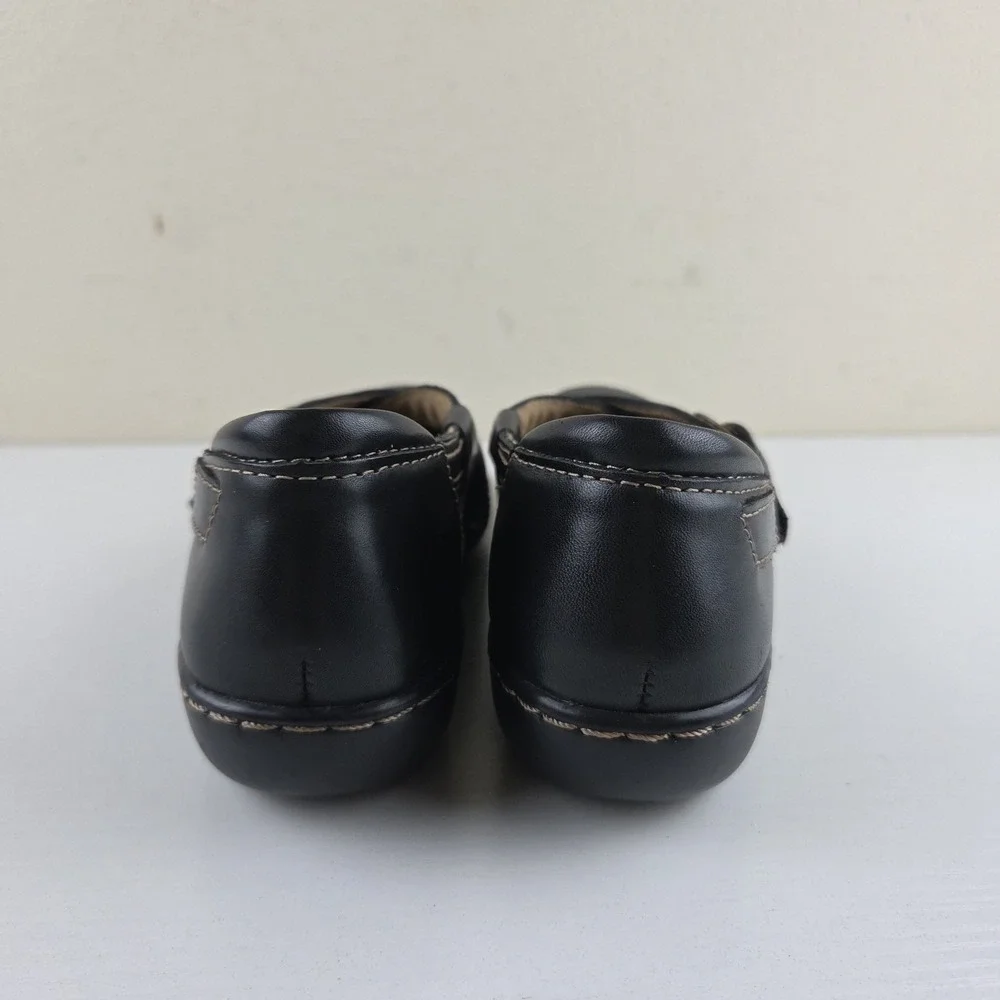 Clarks Ashland Spin Q Mary Jane Shoes Black Leather Cross Strap Womens Sz 6.5 M